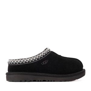 UGG Black Suede Clogs with Patterned Trim